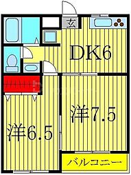 東京アパートメント 1階2DKの間取り