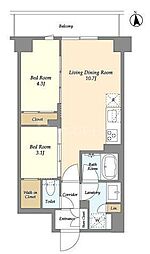 コンフォリア竹ノ塚イースト 4階2LDKの間取り