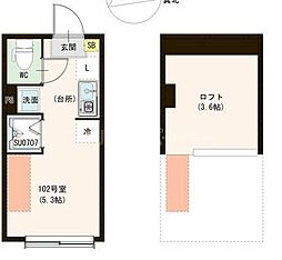 ル・ブラン小岩 1階ワンルームの間取り