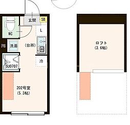 ル・ブラン小岩 2階ワンルームの間取り