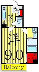プレステージ綾瀬 3階1Kの間取り