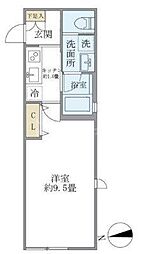 JR総武線 新小岩駅 徒歩4分の賃貸マンション 2階1Kの間取り