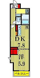 ルリアン千住緑町 1DKの間取図画像