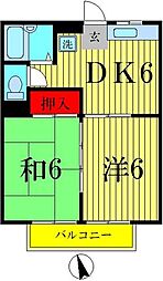 新宿エスポワール 2DKの間取図画像