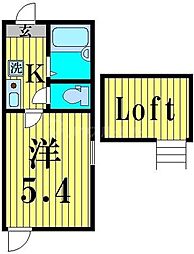 リブ六町 1Kの間取図画像