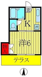 サンライトハイツ 1Kの間取図画像