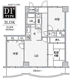 リレント谷塚 3LDKの間取図画像