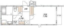 HM北綾瀬 1Kの間取図画像