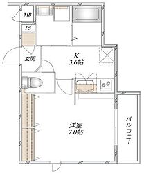 HM北綾瀬 1Kの間取図画像