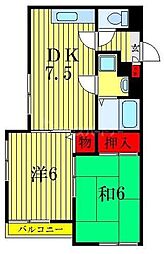 ツゥーハァーマンション 2DKの間取図画像