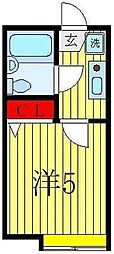 インプレス亀有 1Kの間取図画像