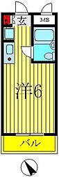 パレドール高砂1 ワンルームの間取図画像