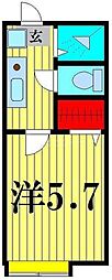 グランソレイユ亀有A 1Kの間取図画像