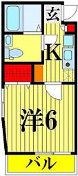 メルディア梅島3 1Kの間取図画像