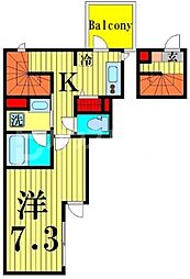 オーツーレジデンス青井 1Kの間取図画像