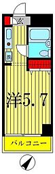 コスモ亀有5 ワンルームの間取図画像