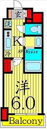 ジェノヴィア綾瀬2 1Kの間取図画像