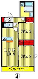 セゾンハイム 2LDKの間取図画像