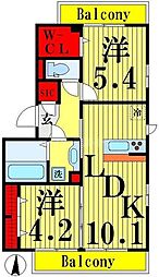 SOCIA青井 2LDKの間取図画像