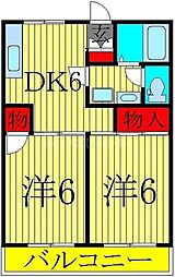 セジュールヌノメ 2DKの間取図画像