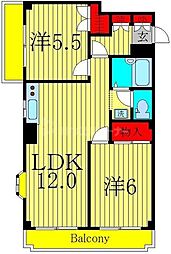 ジュネス東和第二 2LDKの間取図画像