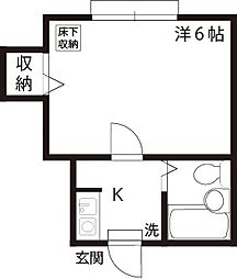 メゾンフルール 1階1Kの間取り