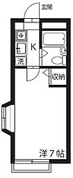 メゾンフルール 2階1Kの間取り