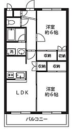 ラ・ソシエル 2階2LDKの間取り