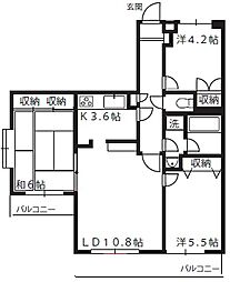 キャッスル昭島 2階3LDKの間取り