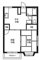 ハイム泉 2DKの間取図画像