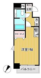 フェスシントミ ワンルームの間取図画像