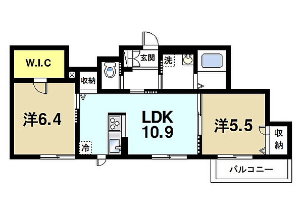 奈良県奈良市南登美ヶ丘(賃貸アパート2LDK・2階・56.97㎡)の写真 その2