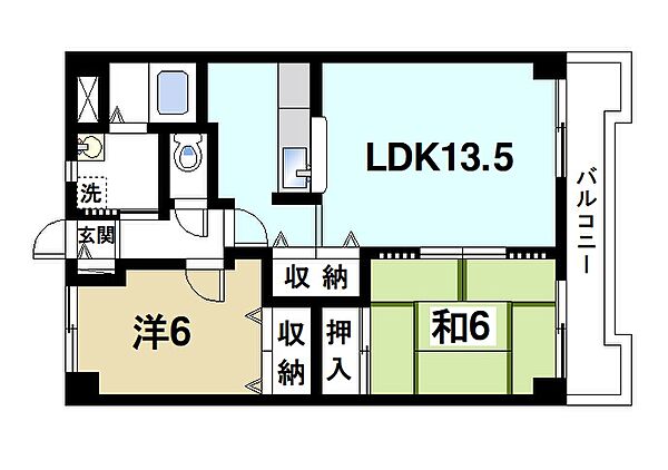 奈良県奈良市四条大路4丁目(賃貸マンション2LDK・4階・56.70㎡)の写真 その2