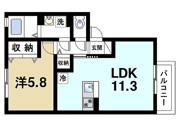 奈良県奈良市四条大路2丁目(賃貸アパート1LDK・2階・40.18㎡)の写真 その2