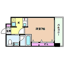 WOB六甲道 1Kの間取図画像