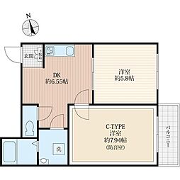 東京メトロ日比谷線 三ノ輪駅 徒歩9分の賃貸マンション 2階2DKの間取り