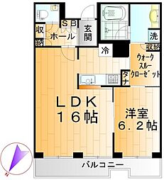 JR山手線 日暮里駅 徒歩1分の賃貸マンション 27階1LDKの間取り