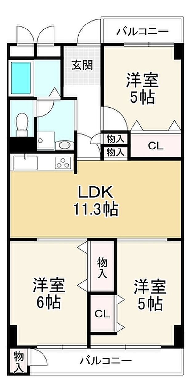 鈴蘭泉台第3ハウス(3LDK) 4階の間取り