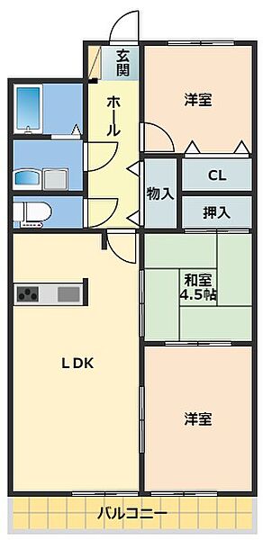 クレンツ海南 404｜和歌山県海南市日方(賃貸マンション3LDK・4階・68.04㎡)の写真 その2