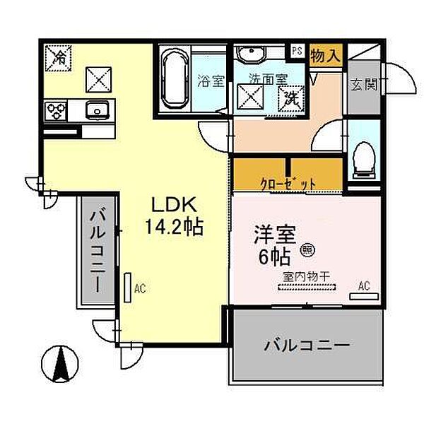 D-roomN・KI 102｜和歌山県和歌山市小松原5丁目(賃貸アパート1LDK・1階・50.34㎡)の写真 その2