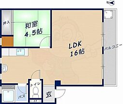 第二シャトー平安 1LDKの間取図画像