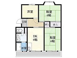 旭ハイツ 3DKの間取図画像