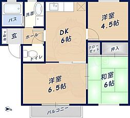 リバーハイツ 2階3DKの間取り