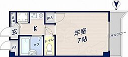 ニューセンチュリー玉串 2階1Kの間取り