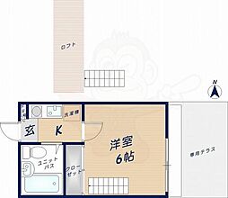 レオパレス瓢箪山第3 1Kの間取図画像