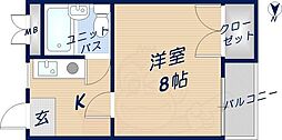 縄手ハイム 1Kの間取図画像