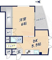 ファースト瓢箪山 1DKの間取図画像