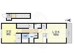 ピアチェーレB棟 1LDKの間取図画像