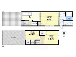 鳥居町戸建 1階3Kの間取り