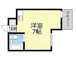 プレアール瓢箪山2 ワンルームの間取図画像